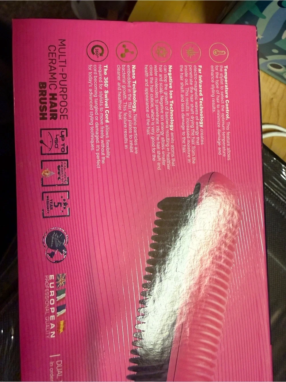 Pink Heated Hair Straightening Brush - Unbranded